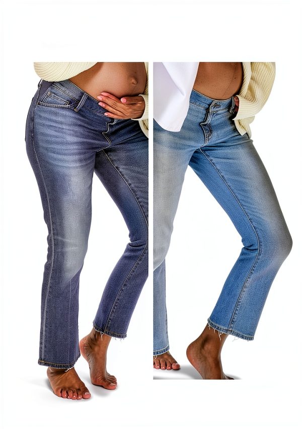 HATCH Crop Maternity Denim Jeans, Low Rise, Slight Flared Crop Hem, Under The Belly Design for Pregnancy & Beyond, 26" Inseam-3