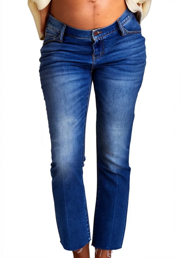 HATCH Crop Maternity Denim Jeans, Low Rise, Slight Flared Crop Hem, Under The Belly Design for Pregnancy & Beyond, 26" Inseam-0