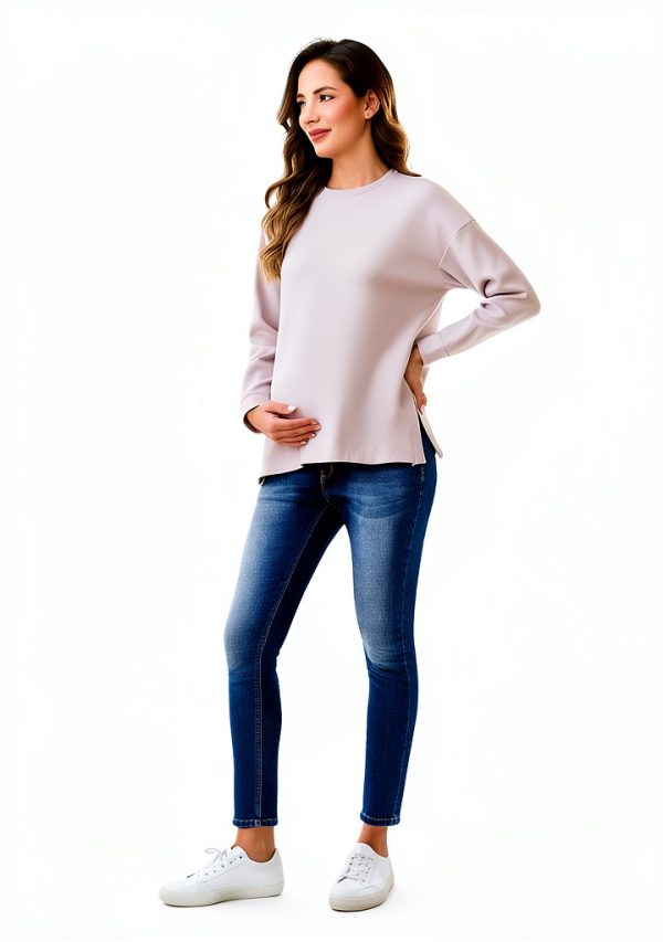 Ecavus Women's Maternity Jeans Over Belly Stretchy Skinny Denim Pregnancy Pants Maternity Clothes with Pockets-2